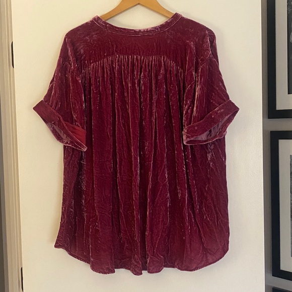 Sundance Velvet Skies Top Plum Silk Blend Cuffed Sleeve Button Up Large - Picture 4 of 4